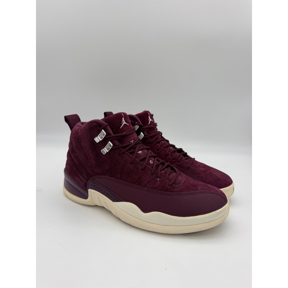 Jordan 12 Retro Bordeaux Mens Basketball Shoes Burgundy Suede 130690-617 8.5